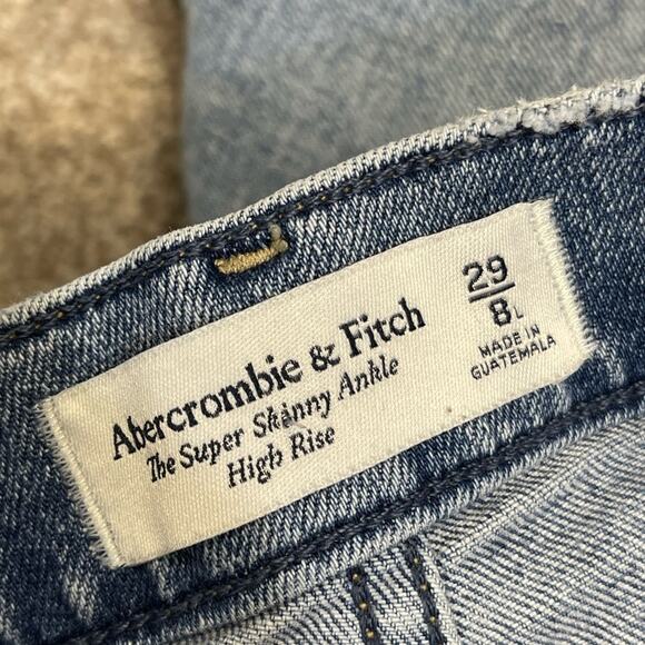 Abercrombie & fitch the super skinny ankle jeans womens 8/29L high rise distress - Picture 3 of 14